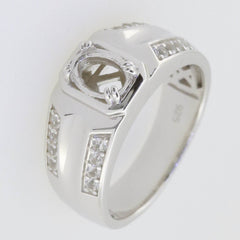 Men's Sterling Silver Semi Mount Ring Setting Oval OV 7x5mm - Syzjewelry