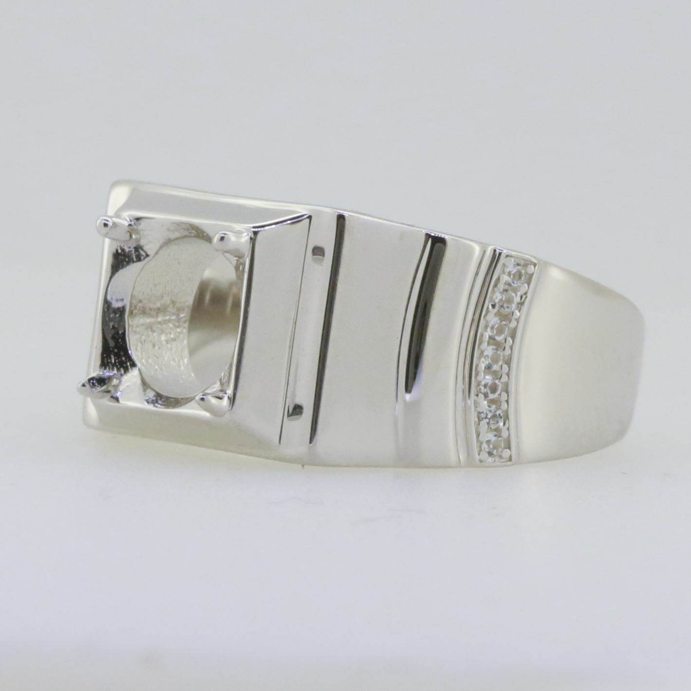 Men's Ring Settings Ring Mounting 14K White Gold Semi Mount Ring Setting Round RD 8x8mm - Syzjewelry