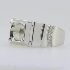 Men's Ring Settings Ring Mounting 14K White Gold Semi Mount Ring Setting Round RD 8x8mm - Syzjewelry