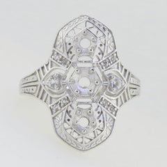 Sterling Silver Semi Mount Ring Setting Round Rd 4x4mm 3x3mm Art Deco Style - Syzjewelry