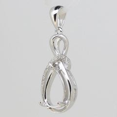 Pre Order Sterling Silver Semi Mount Pendant Setting Pear PE 12x8mm W/ Topaz - Syzjewelry