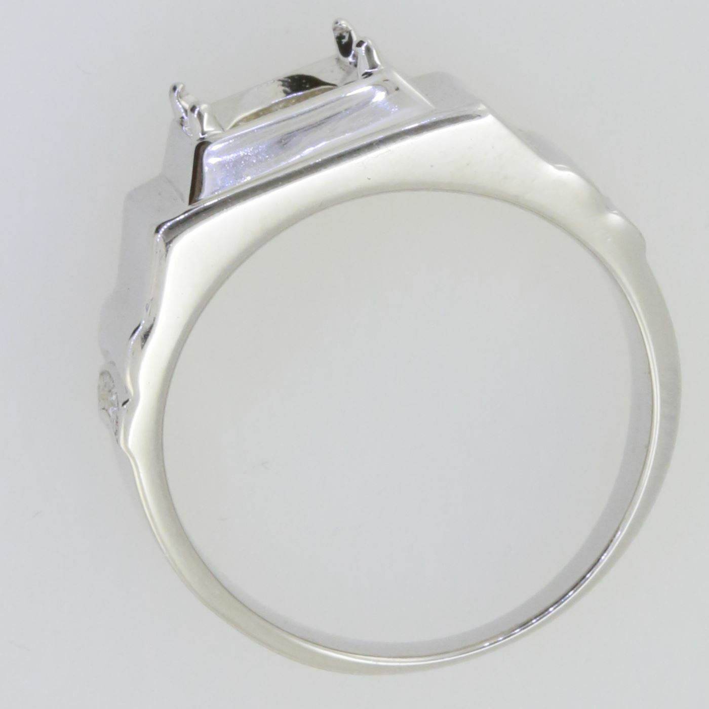 Men's Ring Settings Ring Mounting 14K White Gold Semi Mount Ring Setting Round RD 8x8mm - Syzjewelry