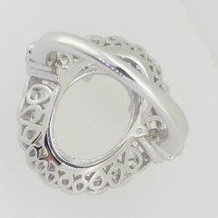 Art Deco Style Sterling Silver Semi Mount Ring Setting Oval OV 14x10mm - Syzjewelry