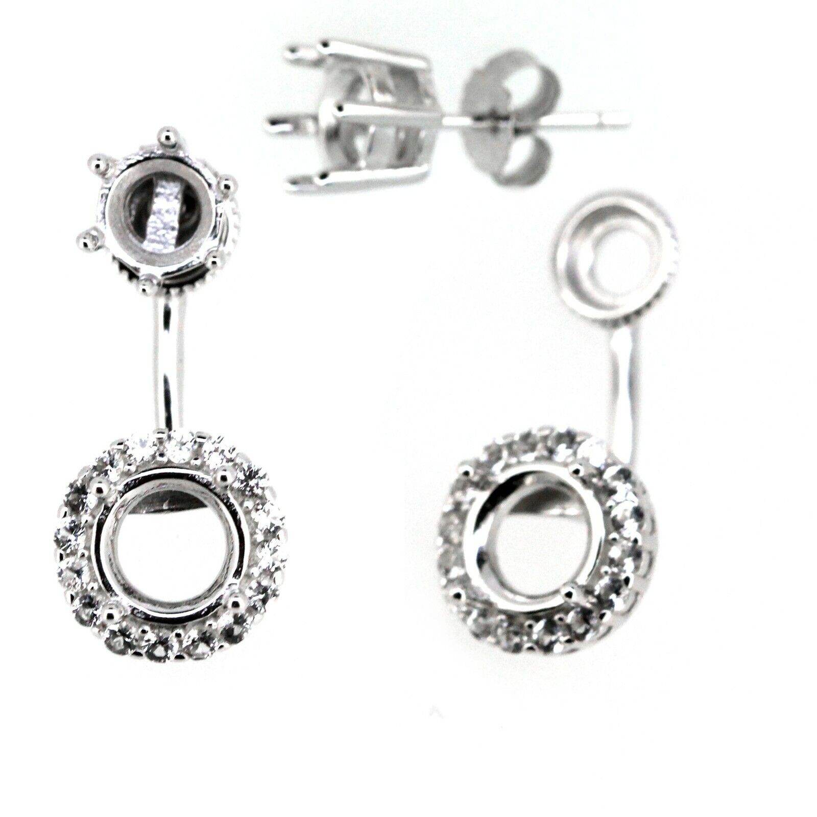 Sterling Silver Semi Mount Jacket Earrings Setting Round Rd 7x7mm & 6x6mm - Syzjewelry