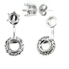 Sterling Silver Semi Mount Jacket Earrings Setting Round Rd 7x7mm & 6x6mm - Syzjewelry