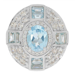 Sterling Silver Semi Mount Ring Setting Oval OV 9x7mm White Topaz N0407PJC21 - Syzjewelry