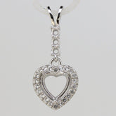 Sterling Silver Semi Mount Pendant Setting Heart HT 8x8mm RD 2.5mm White Topaz - Syzjewelry