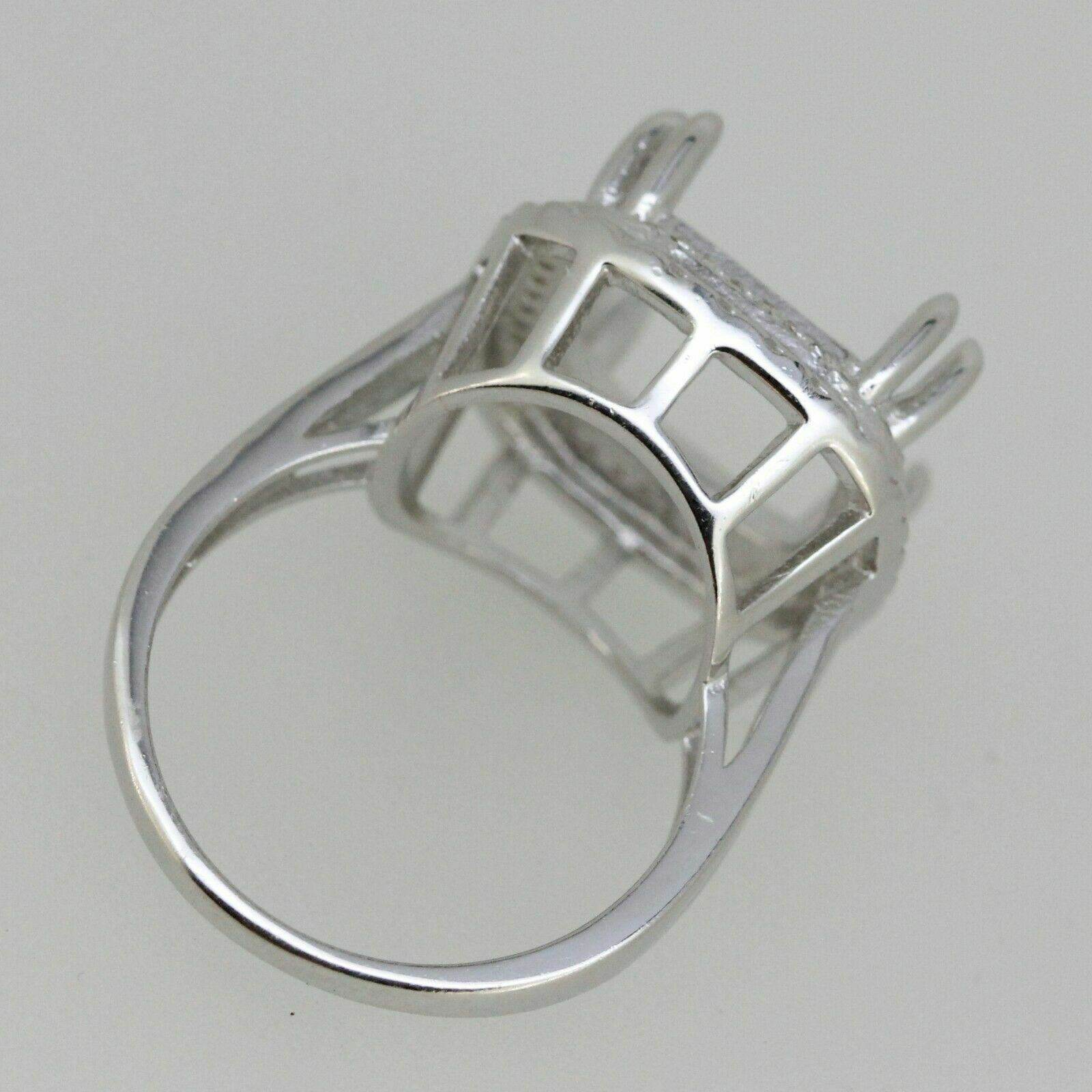 Sterling Silver Semi Mount Ring Setting Cushion Cu14x14mm Vintage Style - Syzjewelry