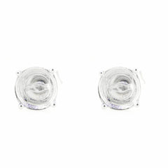 Sterling Silver Semi Mount Earrings Setting Round RD 6.5x6.5mm White Topaz - Syzjewelry