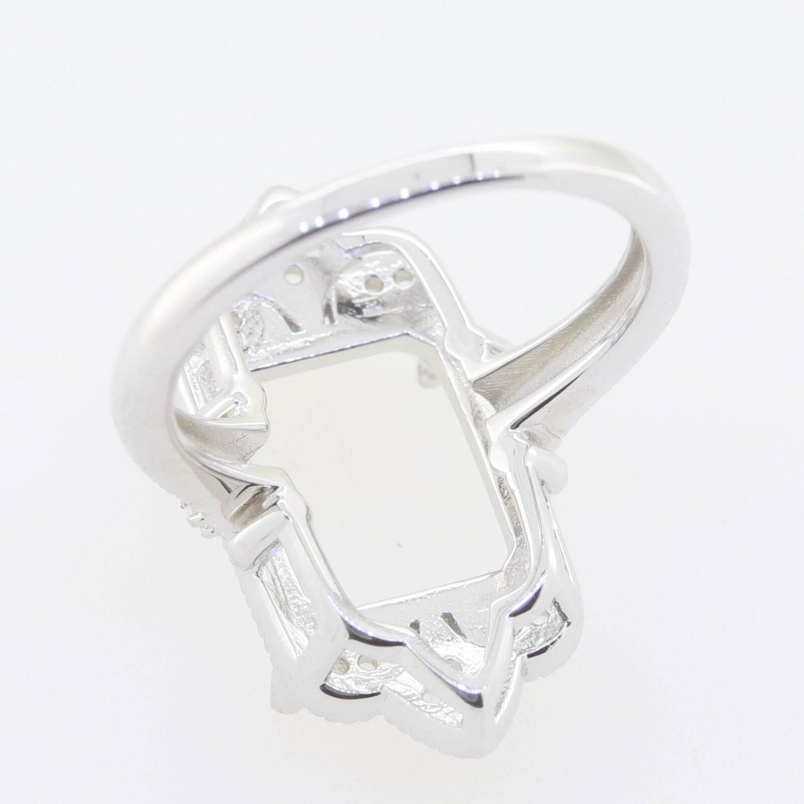 Sterling Silver Semi Mount Ring Setting Emeral OCT 12x10mm Milgrain - Syzjewelry