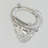Sterling Silver Semi Mount Ring Setting Oval OV 15x8mm Vintage Repro - Syzjewelry