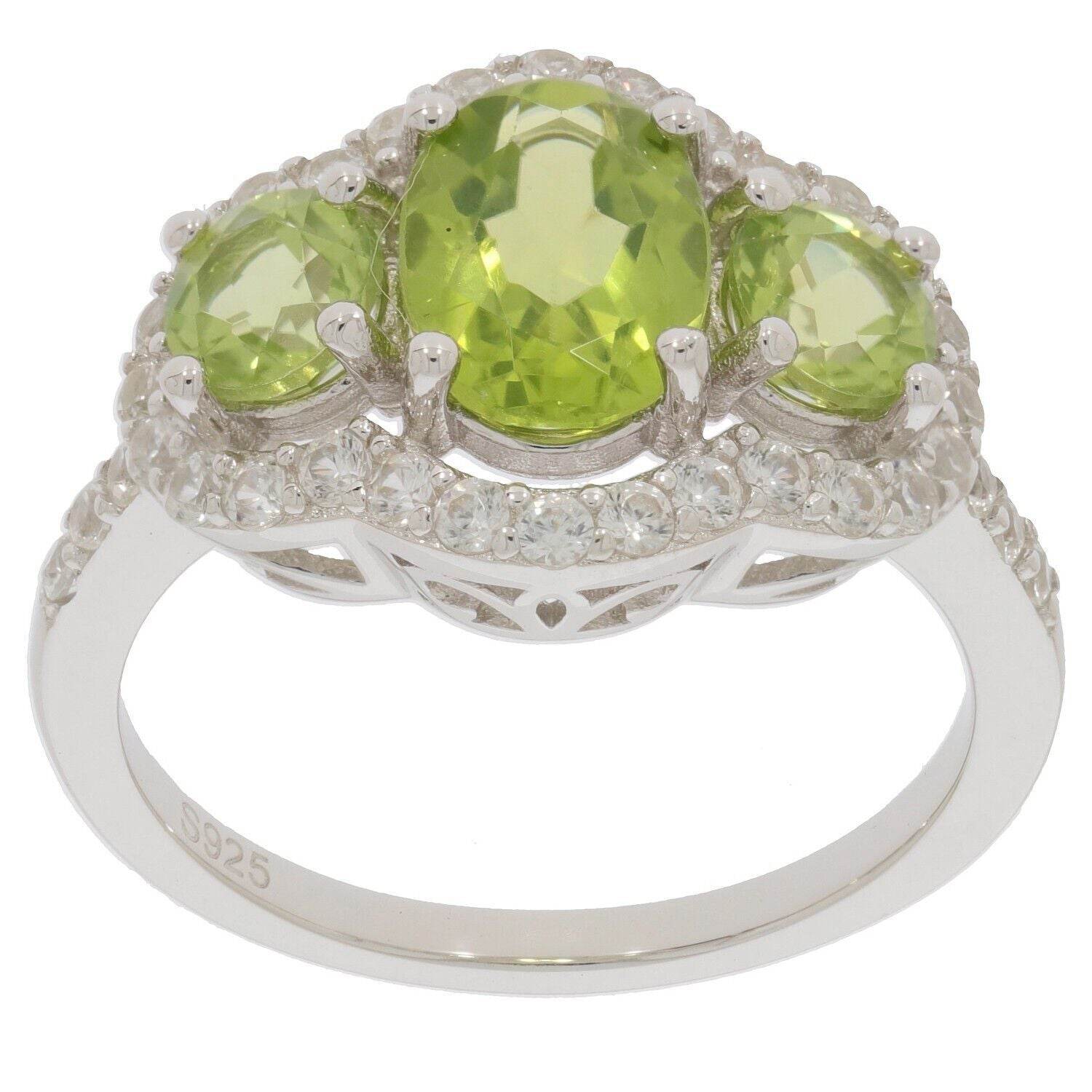 Sterling Silver Semi Mount Ring Setting Oval OV 8X6mm Round RD 4.5mm 3 stone - Syzjewelry