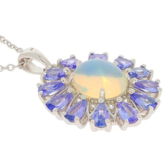 Sterling Silver Semi Mount Pendant Setting Oval OV 10X8mm PE 6x4mm Cabochon Halo - Syzjewelry