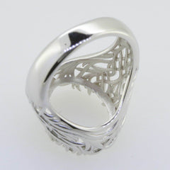 14K White Gold Semi Mount Ring Setting Oval OV 16x12mm Art Deco Style - Syzjewelry