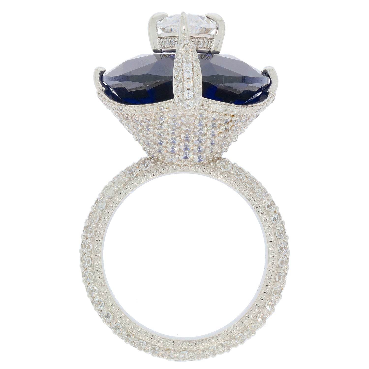 Sterling Silver Semi Mount Ring Setting Oval OV 20X17mm MQ 12x6mm Topaz - Syzjewelry