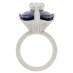 Sterling Silver Semi Mount Ring Setting Oval OV 20X17mm MQ 12x6mm Topaz - Syzjewelry