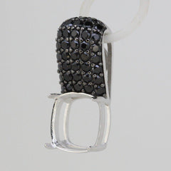 Sterling Silver Semi Mount Pendant Setting Cushion CU 12x12mm Black Spinel - Syzjewelry