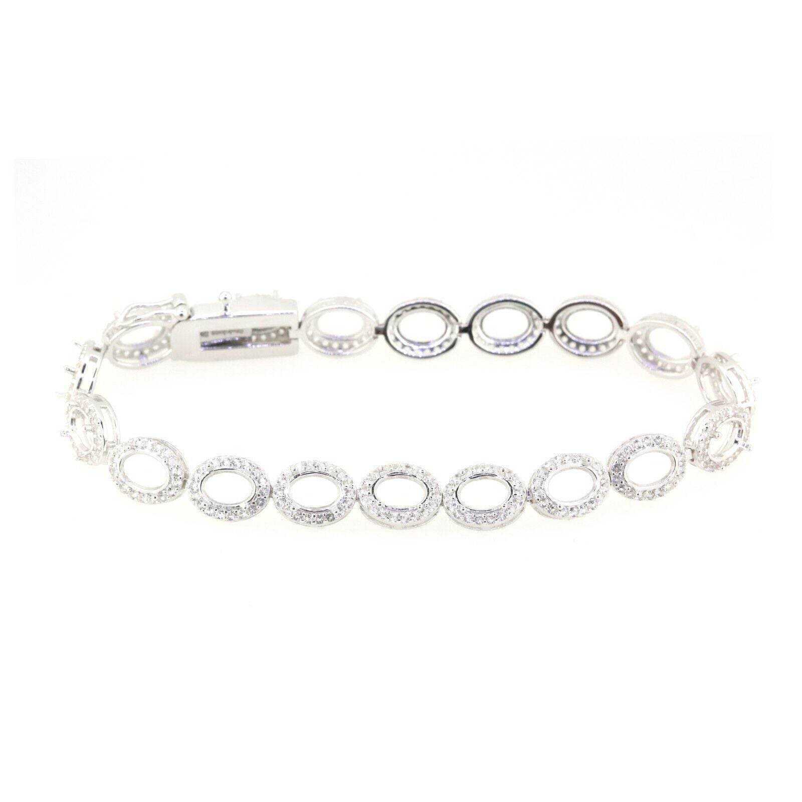 Sterling Silver Semi Mount Bracelet Setting Oval OV 7X5mm Halo Tennis - Syzjewelry
