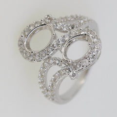 Sterling Silver Semi Mount Ring Setting OV8X6 mm White Topaz - Syzjewelry