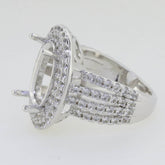 Sterling Silver Semi Mount Ring Setting Oval OV 14x10mm Halo Split Shank - Syzjewelry