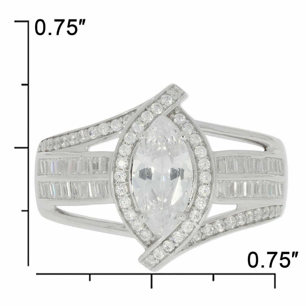 Sterling Silver Semi Mount Ring Setting Marquise MQ 10X5mm White Topaz PJC15 - Syzjewelry