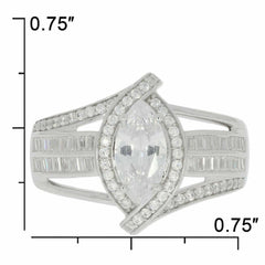 Sterling Silver Semi Mount Ring Setting Marquise MQ 10X5mm White Topaz PJC15 - Syzjewelry