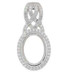 Sterling Silver Semi Mount Pendant Setting Oval OV 20X15mm Halo Topaz - Syzjewelry