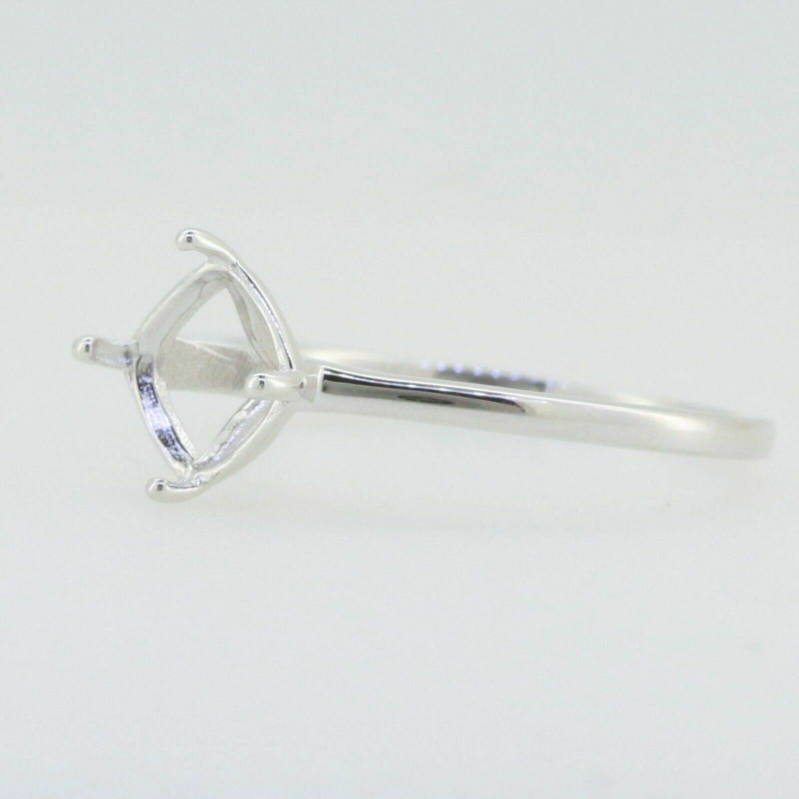 Minimal 14K White Gold Semi Mount Ring Setting Pear PE 7x5mm thin band - Syzjewelry