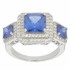 Sterling Silver Semi Mount Ring Setting SQ 8X8mm 5x5mm 3 Stone - Syzjewelry