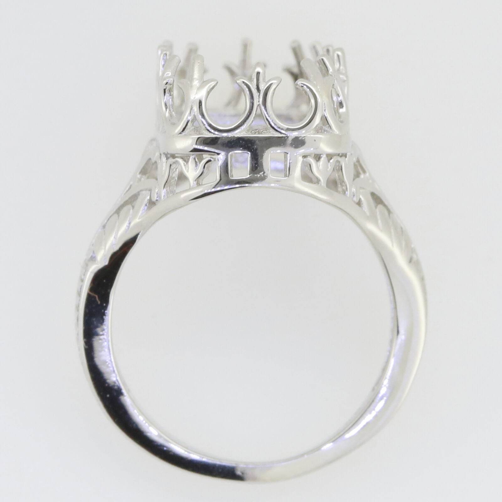 Sterling Silver Semi Mount Ring Setting Emerald OCT 16X10mm Art Deco Vintage Style - Syzjewelry