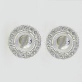14K White Gold Semi Mount Earrings Setting Round RD 6x6mm Solid - Syzjewelry