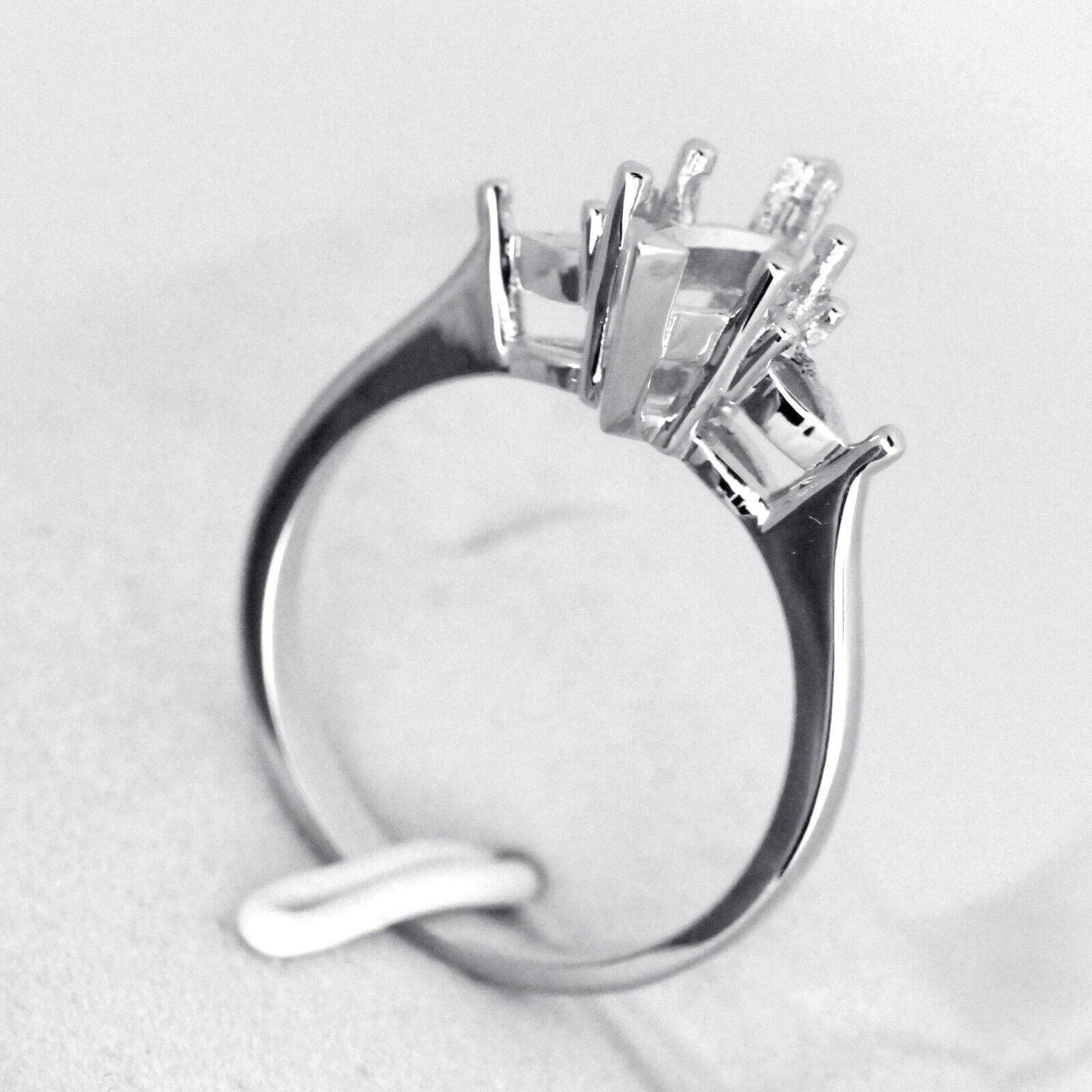 Sterling Silver Vintage Style Semi Mount Ring Setting Marquise MQ 10x5mm & PE4x3 - Syzjewelry