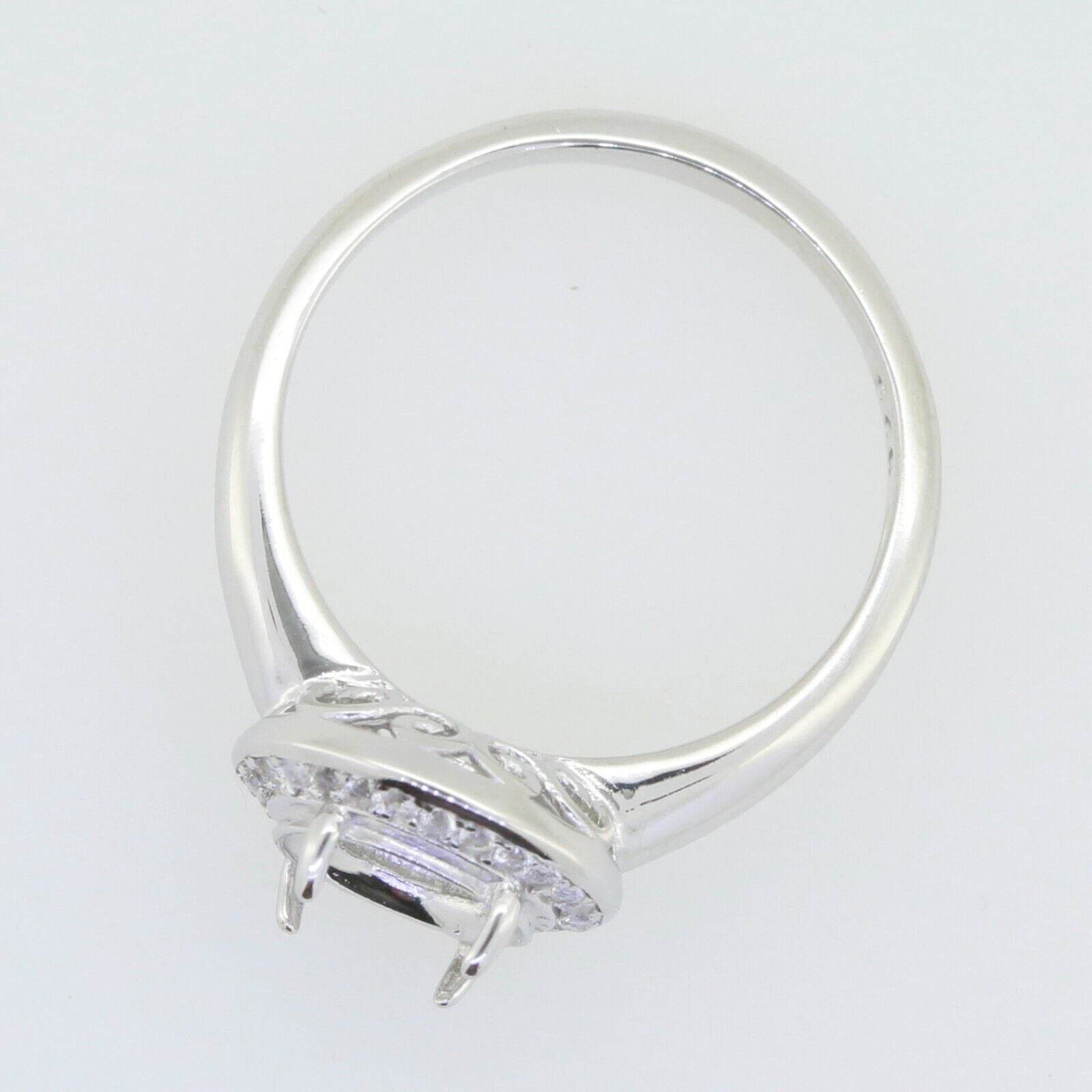 Sterling Silver Semi Mount Ring Setting Round Rd 8x8mm Halo White Topaz - Syzjewelry