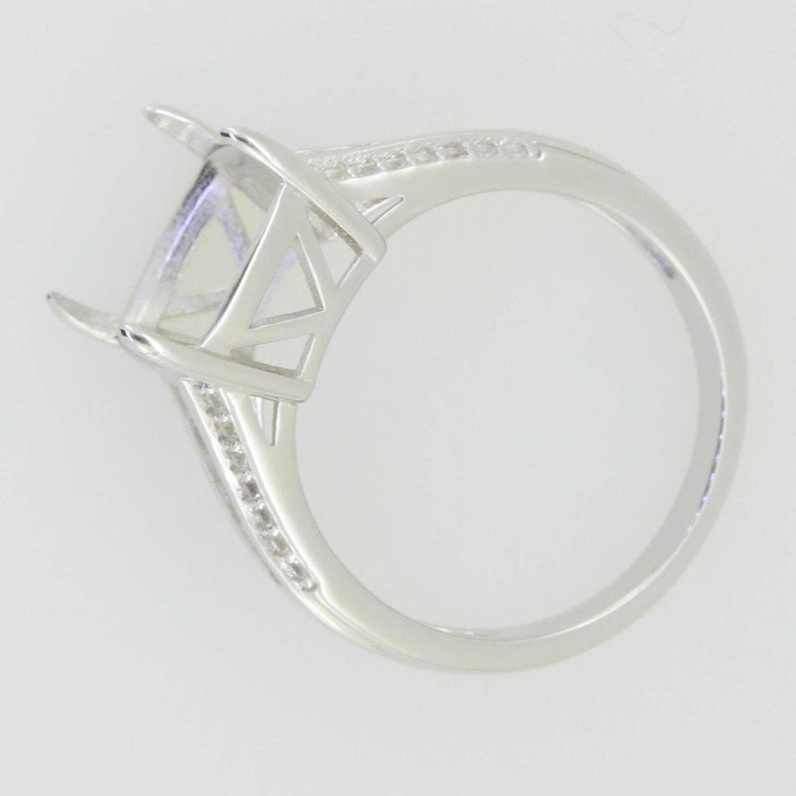 14K White Gold Semi Mount Ring Setting Cushion CU 14X10mm - Syzjewelry