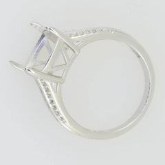 14K White Gold Semi Mount Ring Setting Cushion CU 14X10mm - Syzjewelry