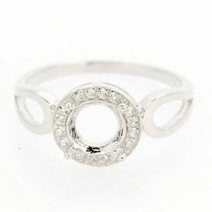 Sterling Silver Semi Mount Ring Setting Round RD 6x6mm Halo w White Topaz - Syzjewelry