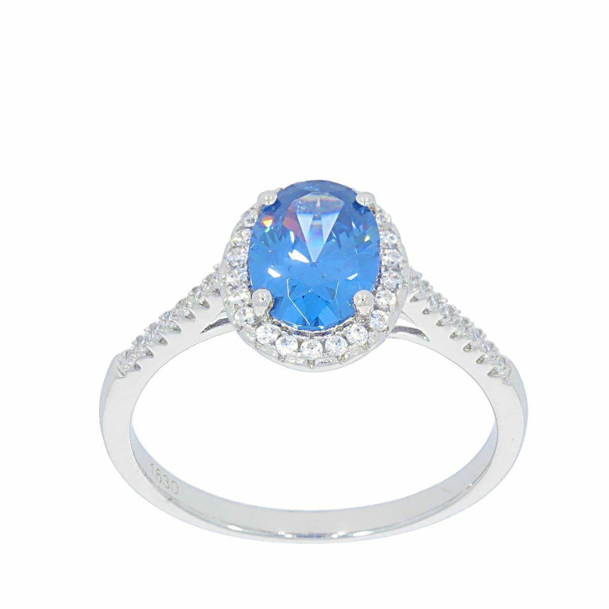 Sterling Silver Semi Mount Ring Setting Oval OV 8X6mm Halo with White Topaz - Syzjewelry