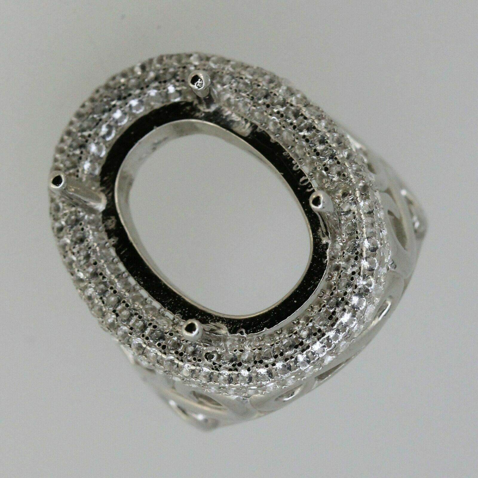 Sterling Silver Semi Mount Ring Setting Oval OV18x13mm White Topaz Double - Syzjewelry
