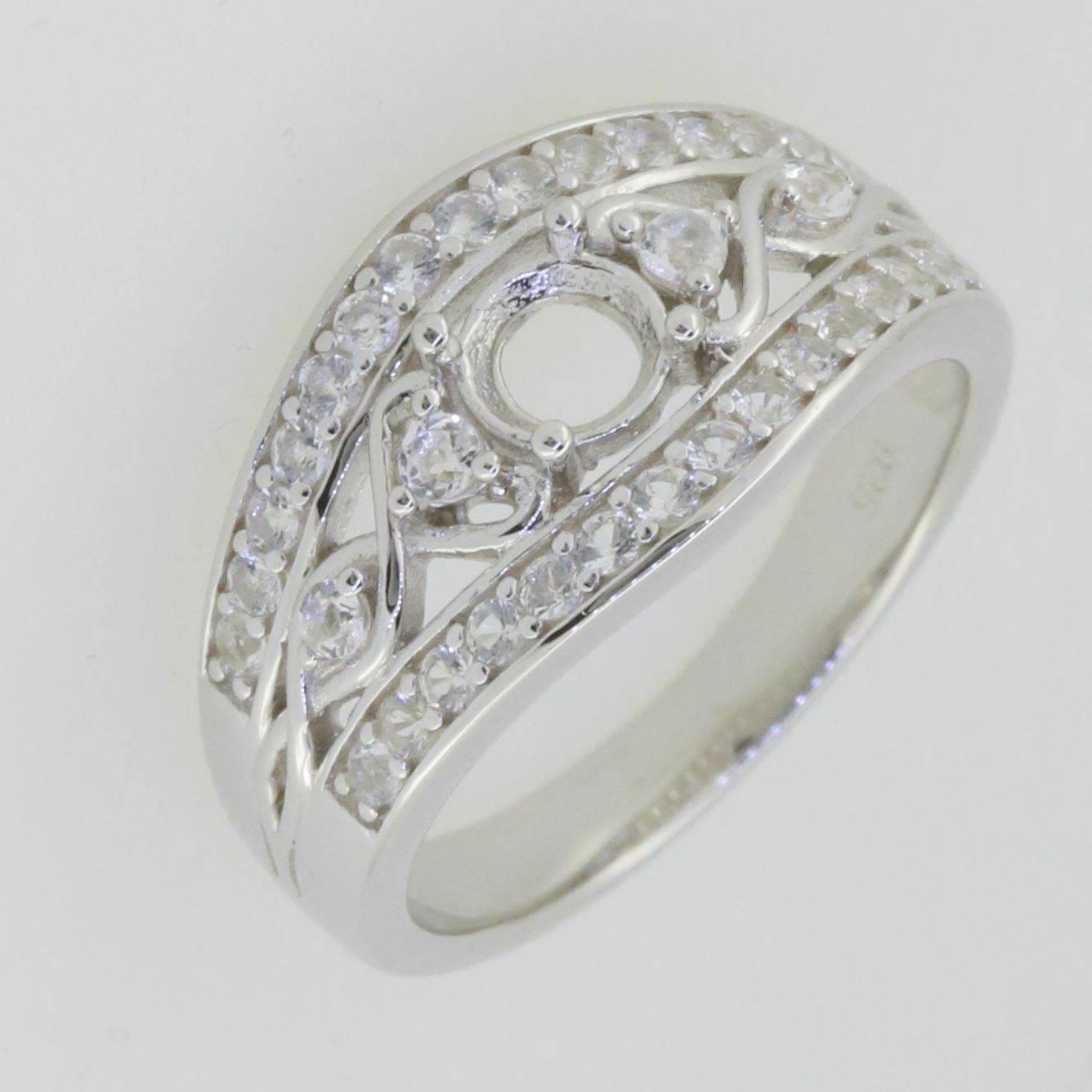 14K White Gold Semi Mount Ring Setting Round RD 5x5mm - Syzjewelry