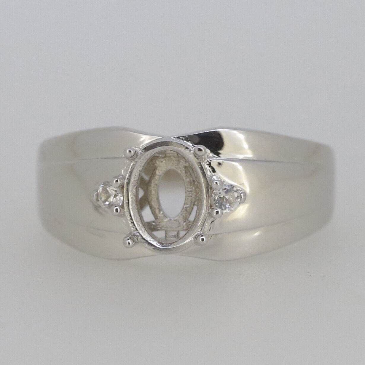 Sterling Silver Semi Mount Ring Setting OV 8x6mm White Topaz N0370GTL19578R - Syzjewelry