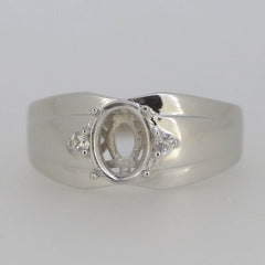 Sterling Silver Semi Mount Ring Setting OV 8x6mm White Topaz N0370GTL19578R - Syzjewelry