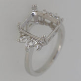 Sterling Silver Semi Mount Ring Setting Emerald OCT 12X10mm White Topaz Solid - Syzjewelry