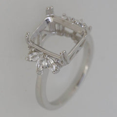 Sterling Silver Semi Mount Ring Setting Emerald OCT 12X10mm White Topaz Solid - Syzjewelry