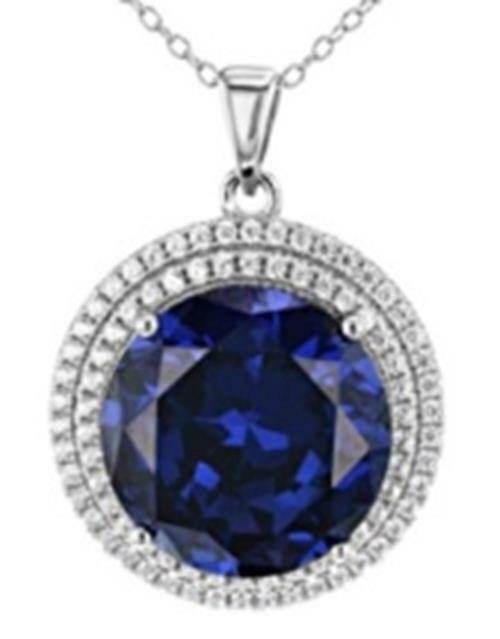 Sterling Silver Semi Mount Pendants Setting RD 15x15mm Double Halo Topaz - Syzjewelry