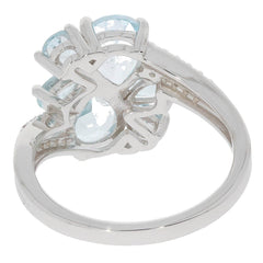 Sterling Silver Semi Mount Ring Setting Pear PE 8X6mm PE 5x3mm Bypass Cluster Ring - Syzjewelry