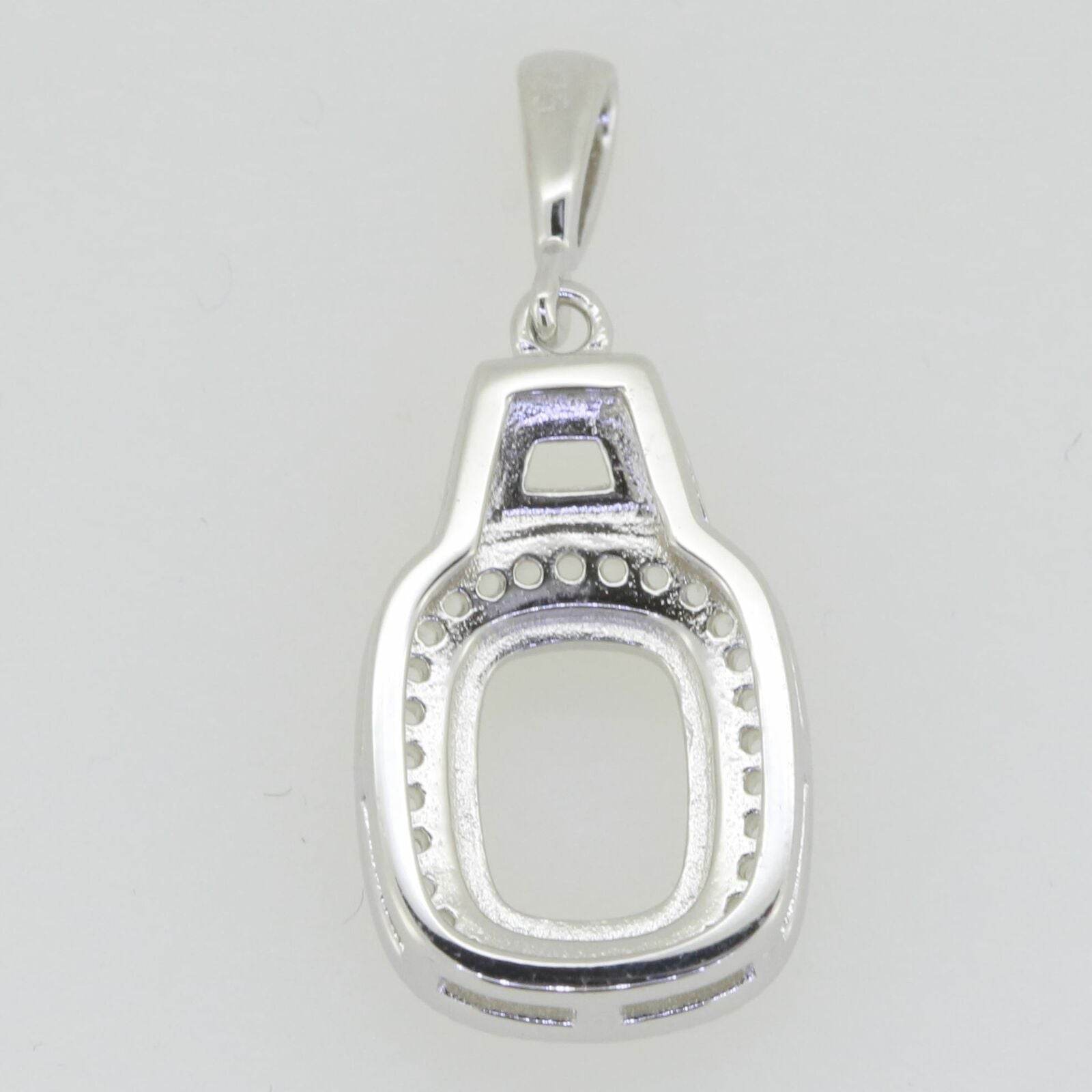 Sterling Silver Semi Mount Pendant Setting Cushion CU 9x7mm White Topaz - Syzjewelry