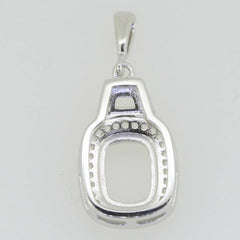 Sterling Silver Semi Mount Pendant Setting Cushion CU 9x7mm White Topaz - Syzjewelry