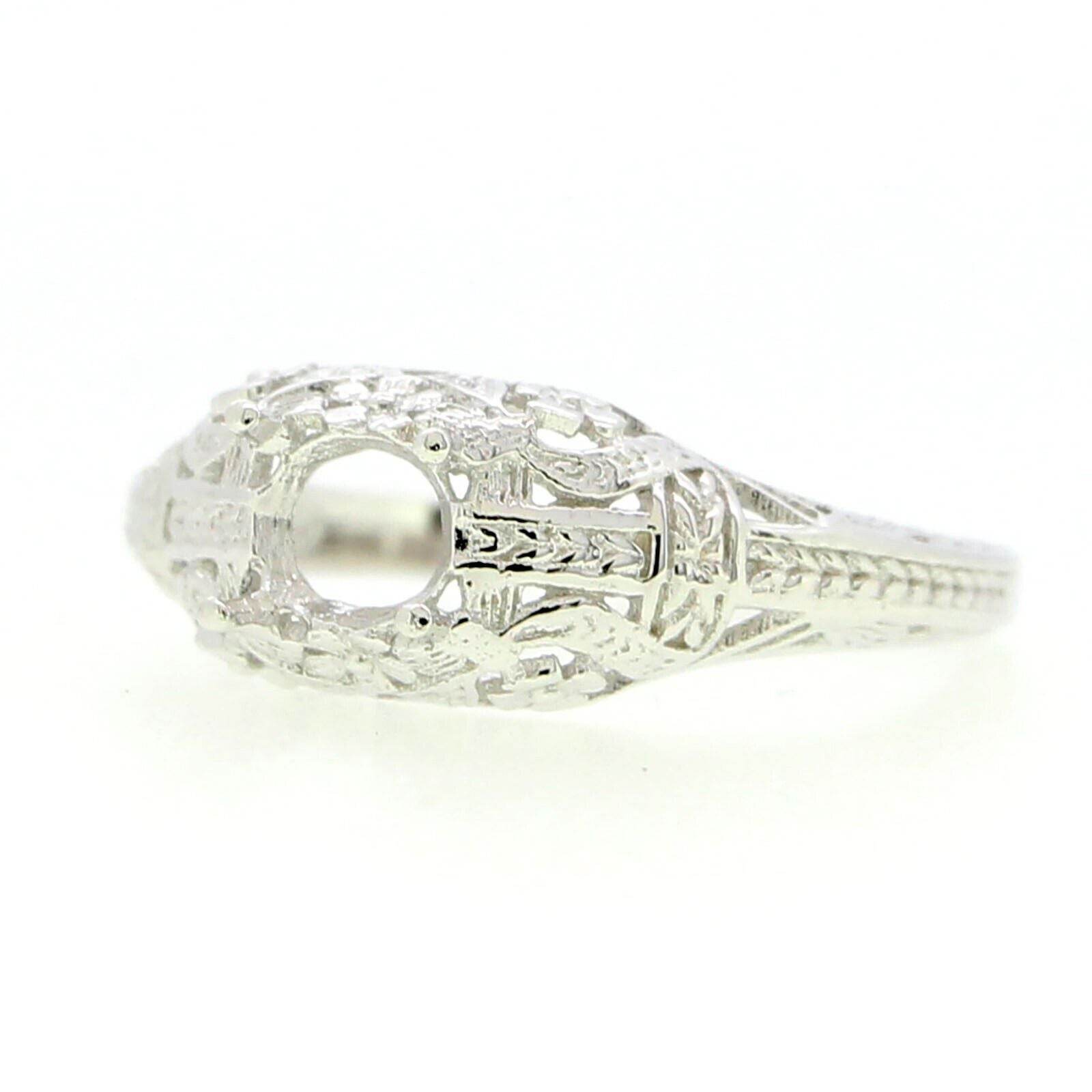 Sterling Silver Semi Mount Ring Setting Round RD 6x6mm Art Deco Style L054R054 - 6 - Syzjewelry