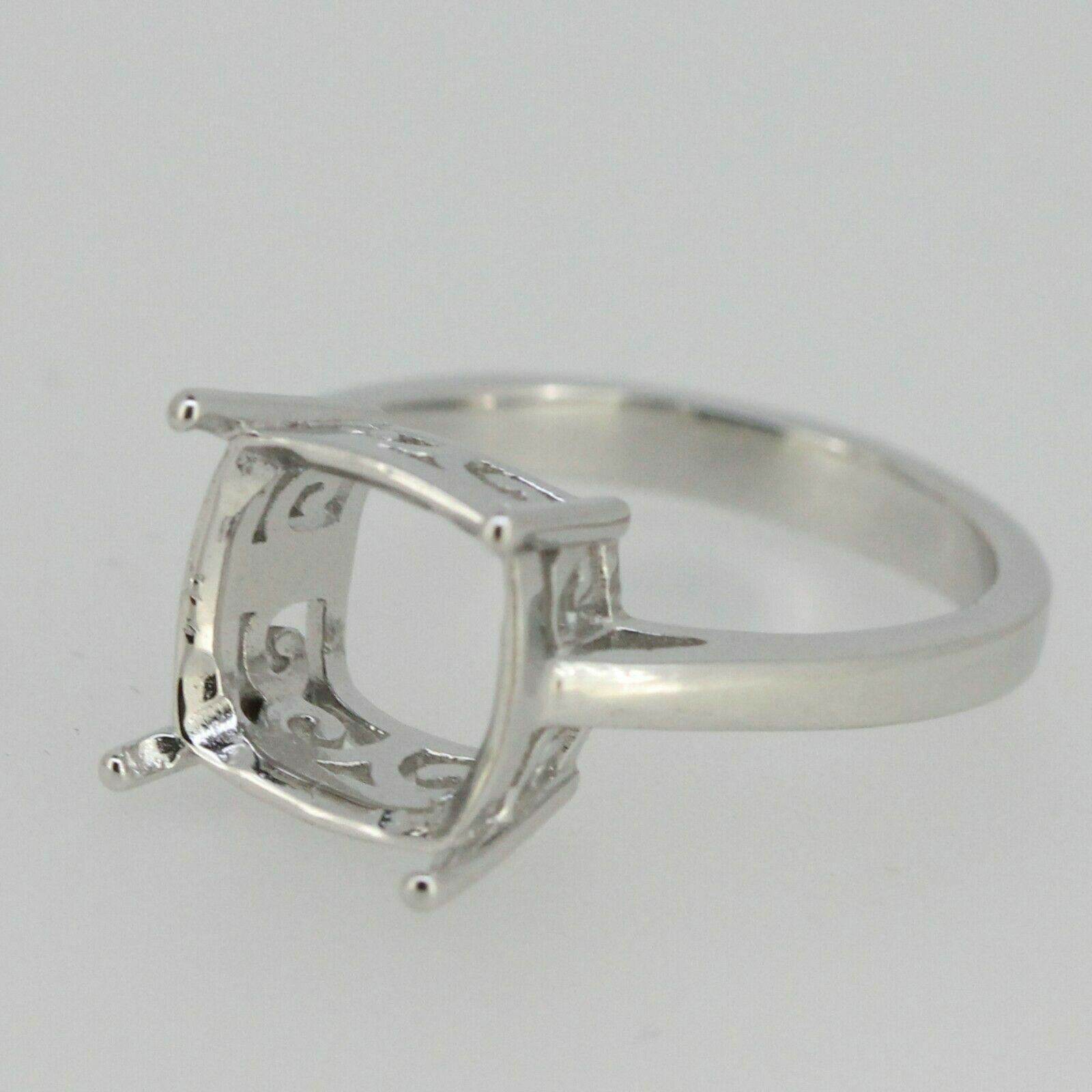 Sterling Silver Semi Mount Ring Setting Cushion Cu10x10mm Vintage Style - Syzjewelry