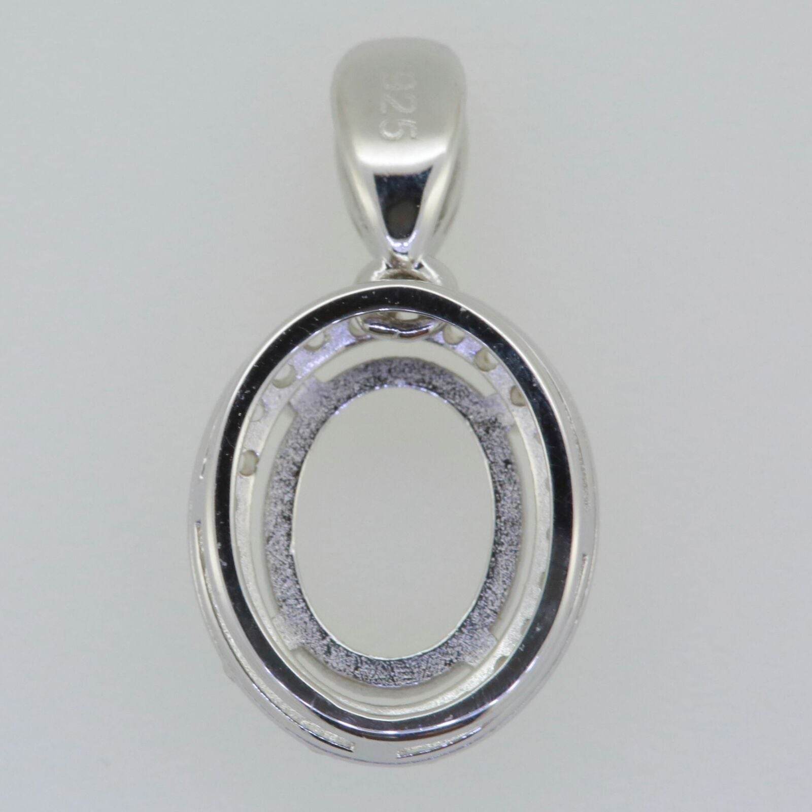 14K White Gold Semi Mount Pendant Setting Oval OV 10X8mm Halo - Syzjewelry